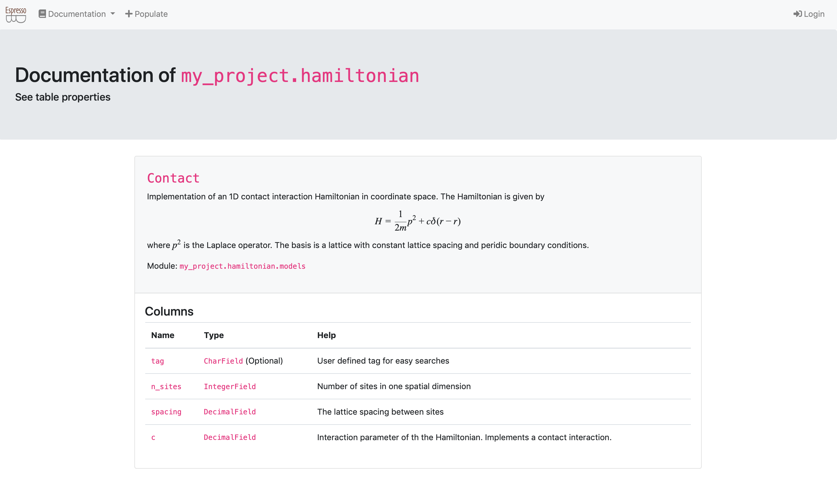 The first doc page
